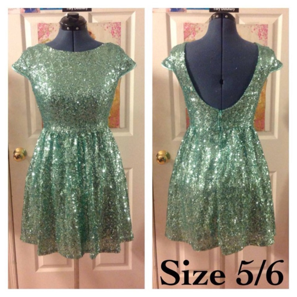 Mint Green Sparkly Sequin Stunning Cocktail Dress Casual Night Out Pageant